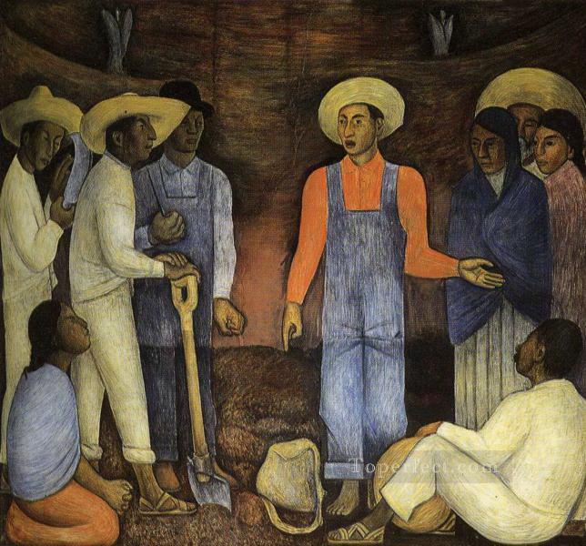 the organization of the agrarian movement 1926 Diego Rivera Oil Paintings